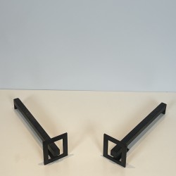 Pair of Modernist Steel and Wrought Iron Andirons, French Work, circa 1970