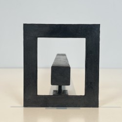 Paire de Chenets Modernistes en Acier et Fer Forgé, Travail Français, vers 1970