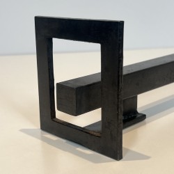 Pair of Modernist Steel and Wrought Iron Andirons, French Work, circa 1970