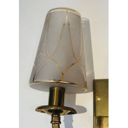 Pair of Art Deco Brass Wall Lights in the Style of  Perzel.