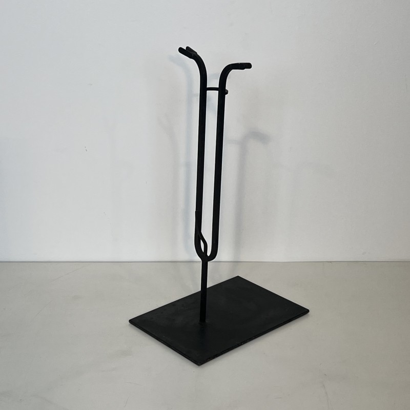 Nécessaire de Feu Design en Métal Laqué Noir et Laiton, Travail Français, vers 1970