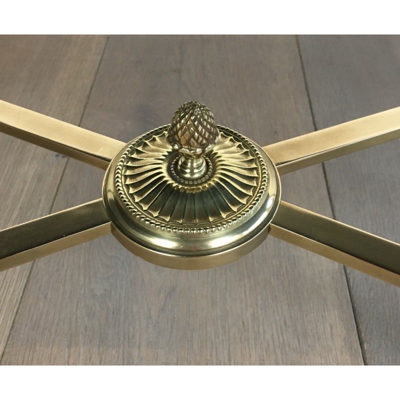 Neoclassical Brass Coffee Table with Black Lacquered Glass Top by Maison Jansen, French Work, circa 1940