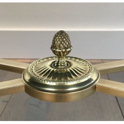 Neoclassical Brass Coffee Table with Black Lacquered Glass Top by Maison Jansen, French Work, circa 1940