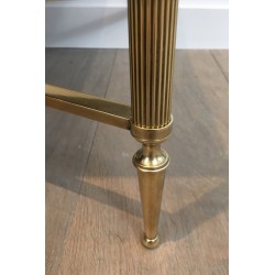 Table Basse Néoclassique en Laiton et Verre Laqué Noir, Maison Jansen, vers 1940