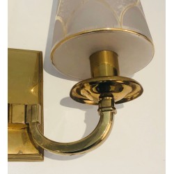 Pair of Art Deco Brass Wall Lights in the Style of  Perzel.