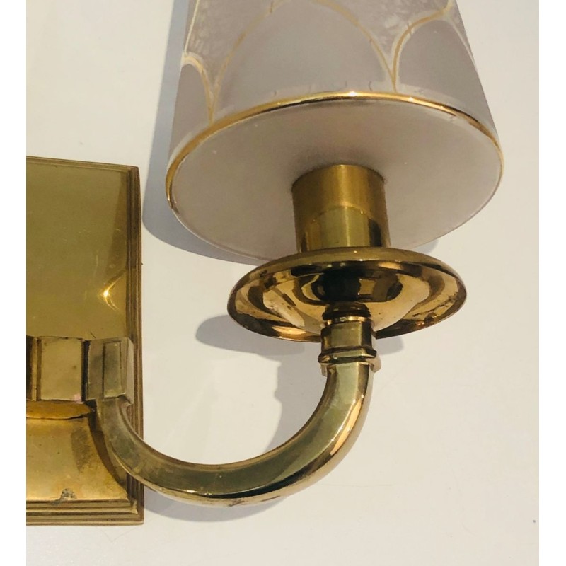 Pair of Art Deco Brass Wall Lights in the Style of  Perzel.