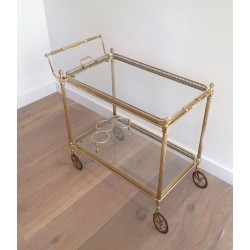 Neoclassical Brass Drinks Trolley with Removable Trays by Maison Jansen, French Work, circa 1940