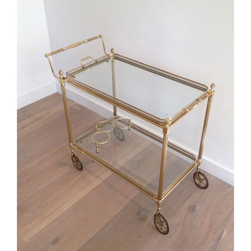 Neoclassical Brass Drinks Trolley with Removable Trays by Maison Jansen, French Work, circa 1940