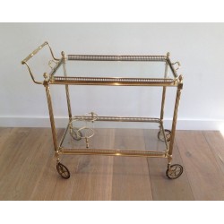 Neoclassical Brass Drinks Trolley with Removable Trays by Maison Jansen, French Work, circa 1940