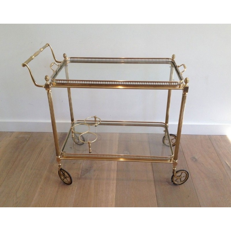 Neoclassical Brass Drinks Trolley with Removable Trays by Maison Jansen, French Work, circa 1940