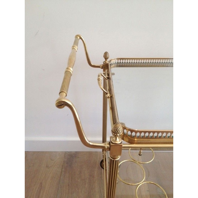 Neoclassical Brass Drinks Trolley with Removable Trays by Maison Jansen, French Work, circa 1940