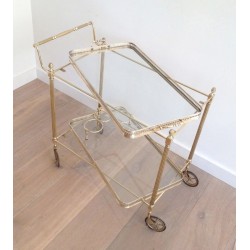 Neoclassical Brass Drinks Trolley with Removable Trays by Maison Jansen, French Work, circa 1940