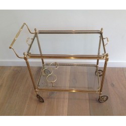 Neoclassical Brass Drinks Trolley with Removable Trays by Maison Jansen, French Work, circa 1940