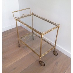 Neoclassical Brass Drinks Trolley with Removable Trays by Maison Jansen, French Work, circa 1940