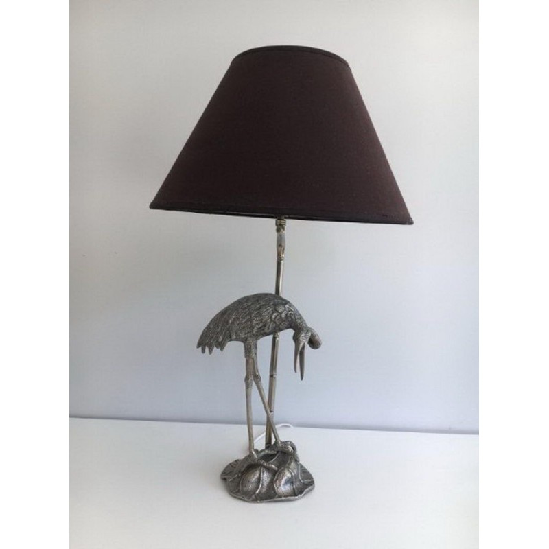 Lampe au Héron en Métal Argenté, Maison Baguès, vers 1960