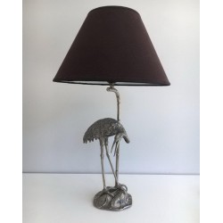 Silvered Metal Heron Lamp by Maison Baguès, circa 1960