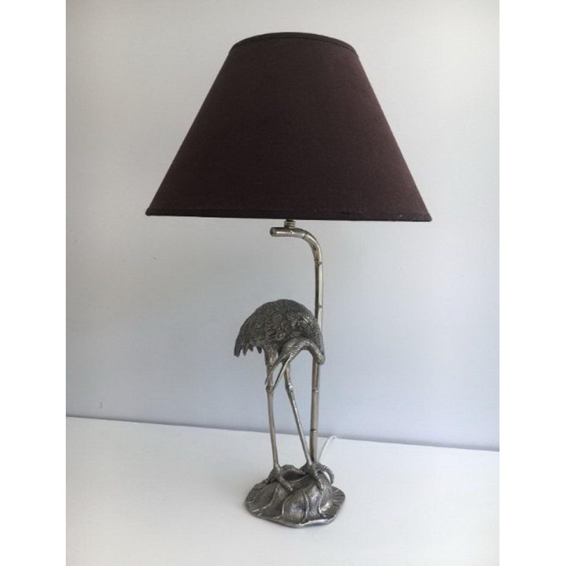 Silvered Metal Heron Lamp by Maison Baguès, circa 1960