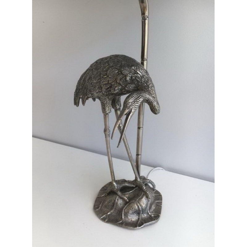 Lampe au Héron en Métal Argenté, Maison Baguès, vers 1960