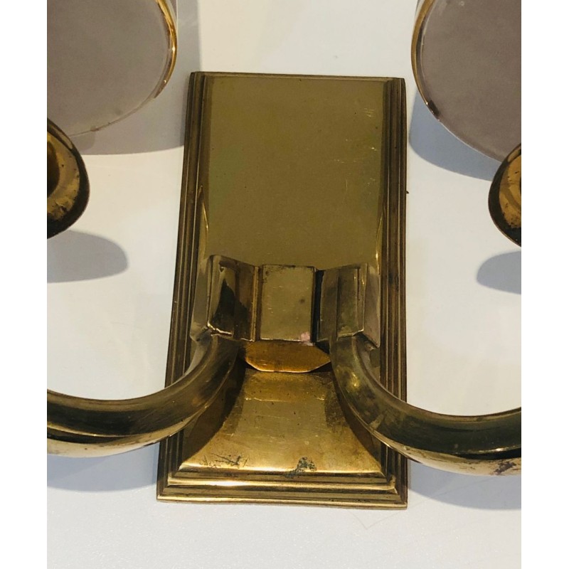Pair of Art Deco Brass Wall Lights in the Style of  Perzel.