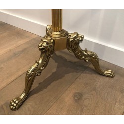 Brass and Wood Valet Stand with Lion Head and Paw Foot Mounts, French Work, circa 1940