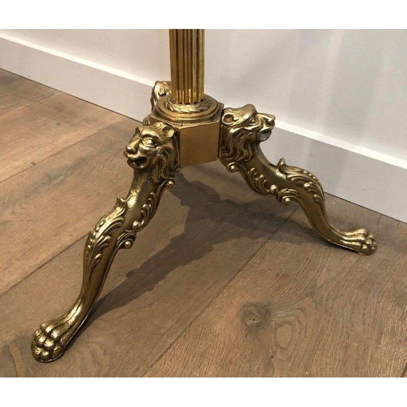 Brass and Wood Valet Stand with Lion Head and Paw Foot Mounts, French Work, circa 1940