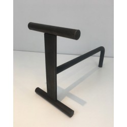 Pair of Modernist Wrought Iron Fireplace Andirons, French Work, circa 1970