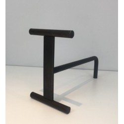 Pair of Modernist Wrought Iron Fireplace Andirons, French Work, circa 1970