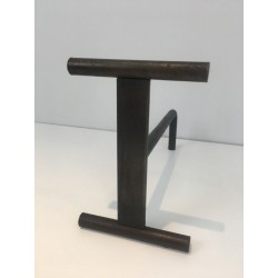 Pair of Modernist Wrought Iron Fireplace Andirons, French Work, circa 1970