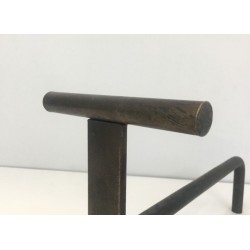 Pair of Modernist Wrought Iron Fireplace Andirons, French Work, circa 1970