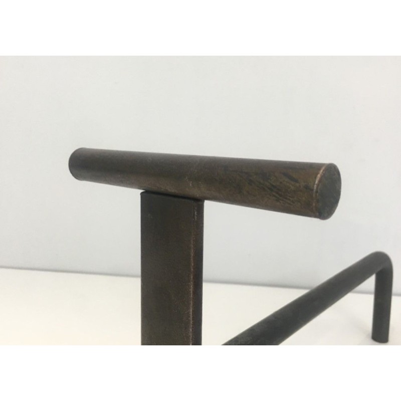 Paire de Chenets Modernistes en Fer Forgé, Travail Français, vers 1970