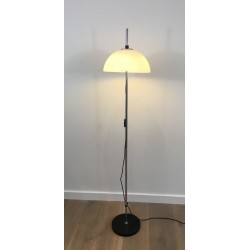 Lampadaire Réglable en Chrome, Métal Laqué Noir et Plexiglass, vers 1970