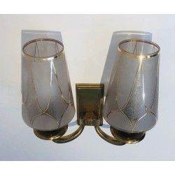 Pair of Art Deco Brass Wall Lights in the Style of  Perzel.