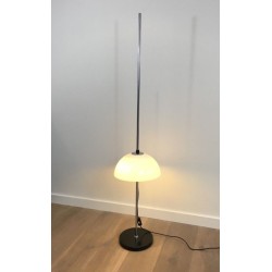 Lampadaire Réglable en Chrome, Métal Laqué Noir et Plexiglass, vers 1970