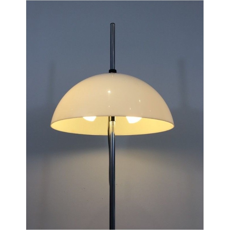 Chrome, Black Lacquer and Lucite Adjustable Floor Lamp, circa 1970