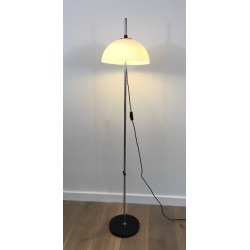 Lampadaire Réglable en Chrome, Métal Laqué Noir et Plexiglass, vers 1970