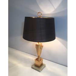 Pair of Neoclassical Style Gilt Lamps on Onyx Base, French Work, circa 1970