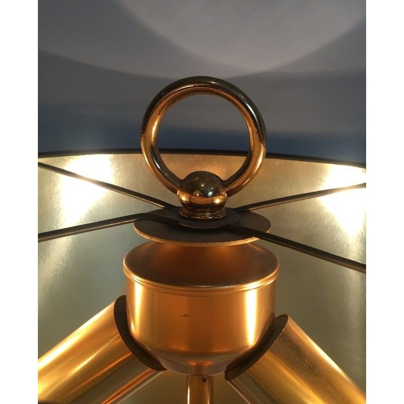 Paire de Lampes Néoclassiques Dorées sur Socle d'Onyx, Travail Français, vers 1970