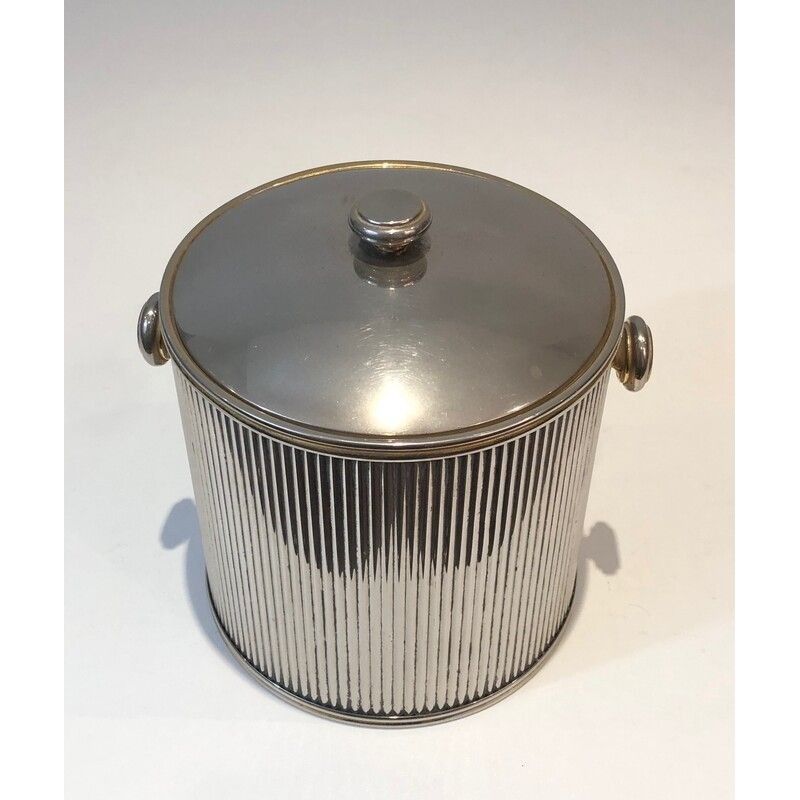 Silver-Plated Metal and Plastic Ice Bucket, French Work, circa 1970