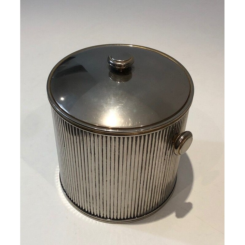 Silver-Plated Metal and Plastic Ice Bucket, French Work, circa 1970
