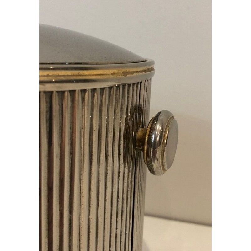 Silver-Plated Metal and Plastic Ice Bucket, French Work, circa 1970