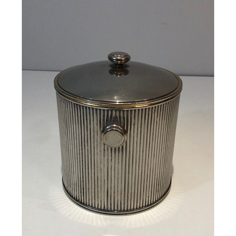 Silver-Plated Metal and Plastic Ice Bucket, French Work, circa 1970