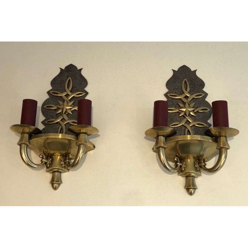 Pair of Art Deco Wall Lights in the style of Jules Leleu
