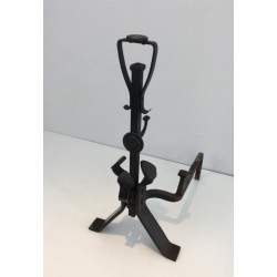 Pair of Arts & Crafts Wrought Iron Andirons, circa 1930