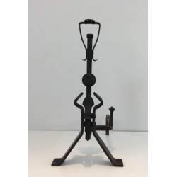 Pair of Arts & Crafts Wrought Iron Andirons, circa 1930