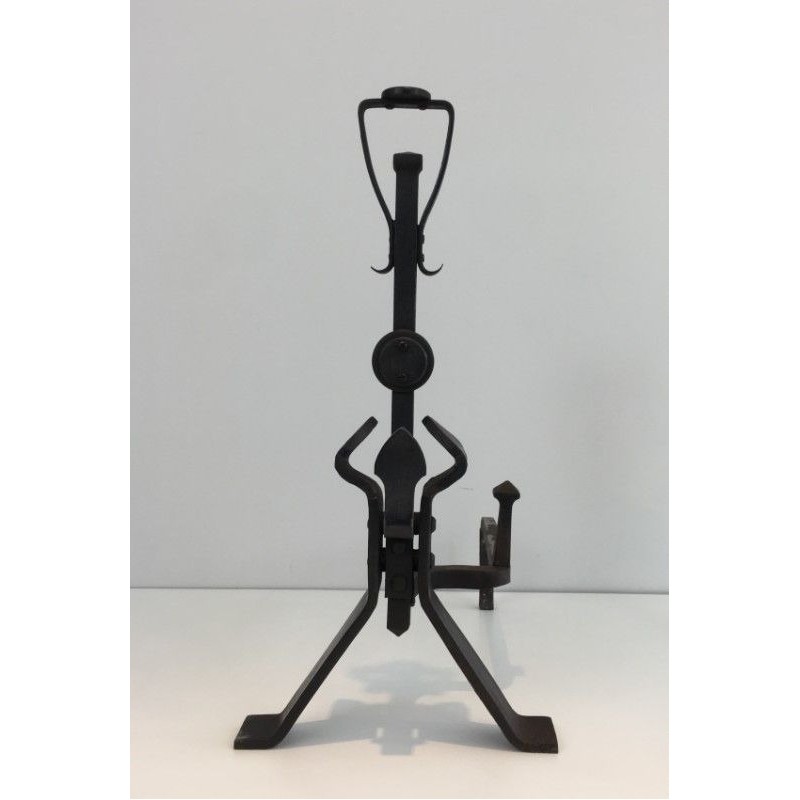 Pair of Arts & Crafts Wrought Iron Andirons, circa 1930
