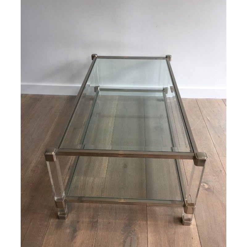 Chrome and Lucite Coffee Table, French Work, circa 1970