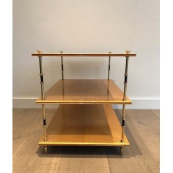 Sycamore and Brass Three-Tier Console Table, Attributed to Maison Jansen, circa 1940