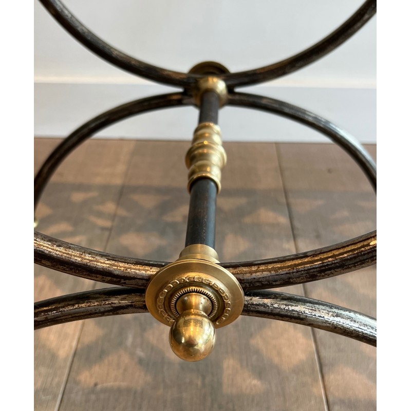 Tabouret Curule Néoclassique en Acier et Laiton à Décors de Têtes de Canard, Attribué à la Maison Jansen, vers 1940