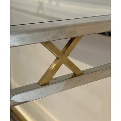 Neoclassical Style Chrome and Brass Desk, Italian Work, circa 1970