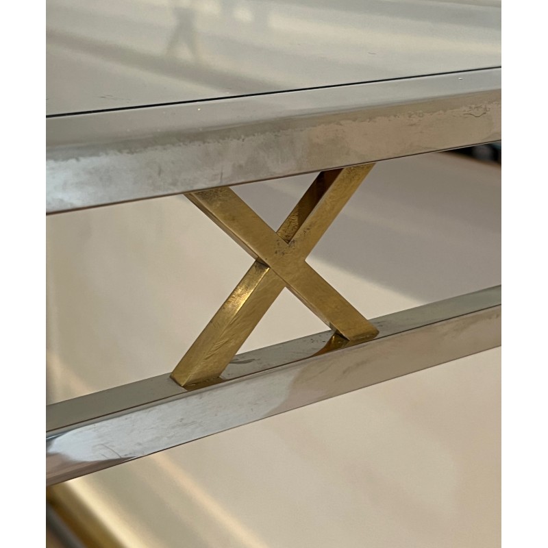 Neoclassical Style Chrome and Brass Desk, Italian Work, circa 1970